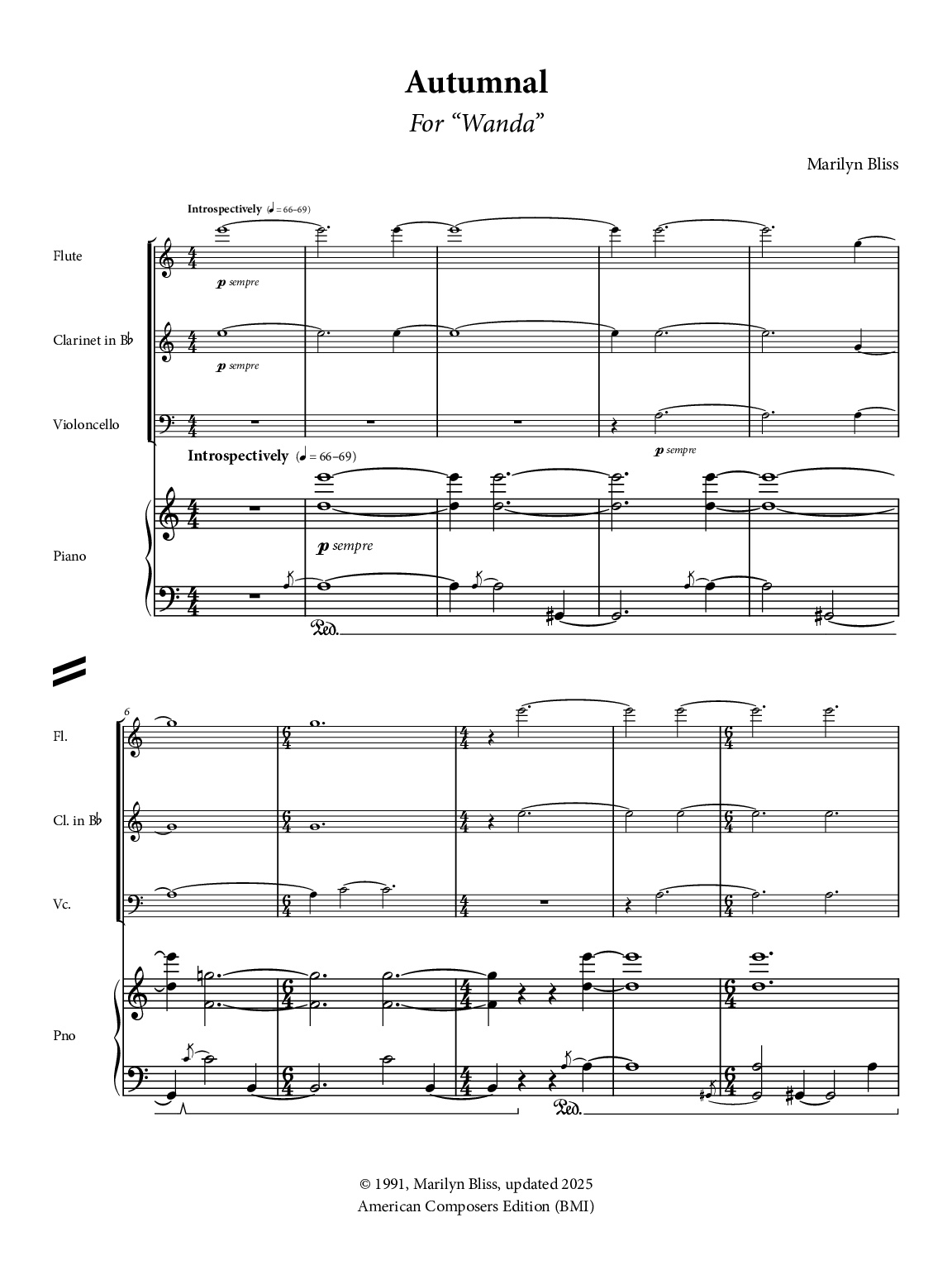 Autumnal - sheet music excerpt