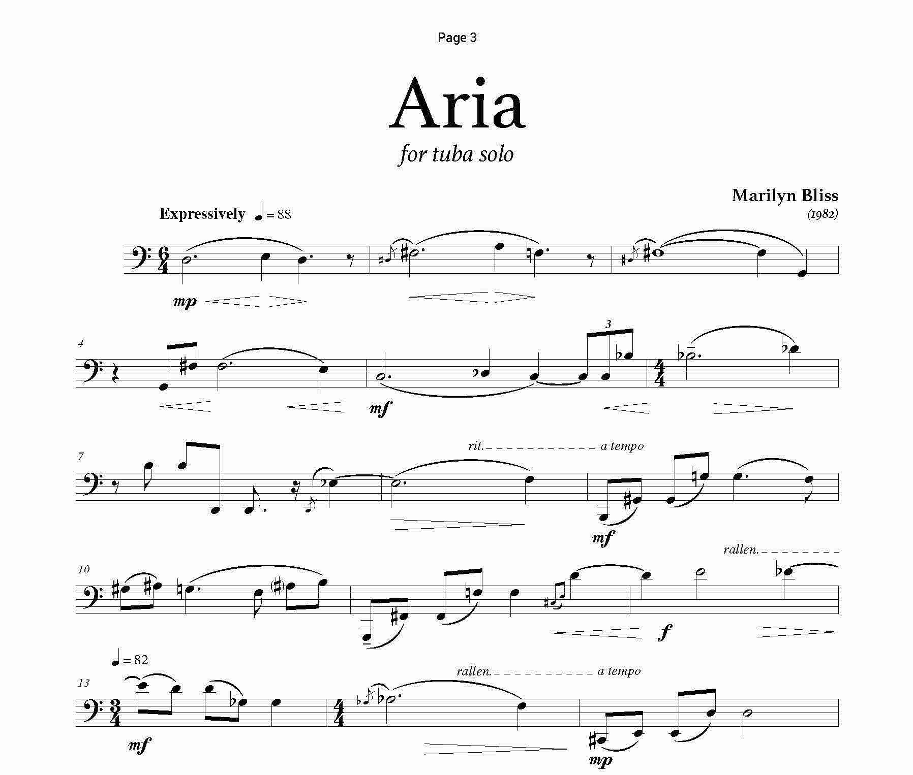 Aria - sheet music excerpt