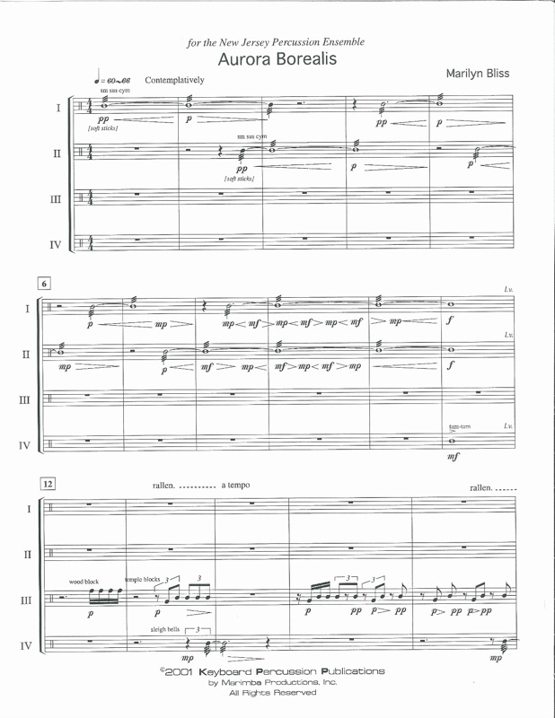 Aurora Borealis - sheet music excerpt