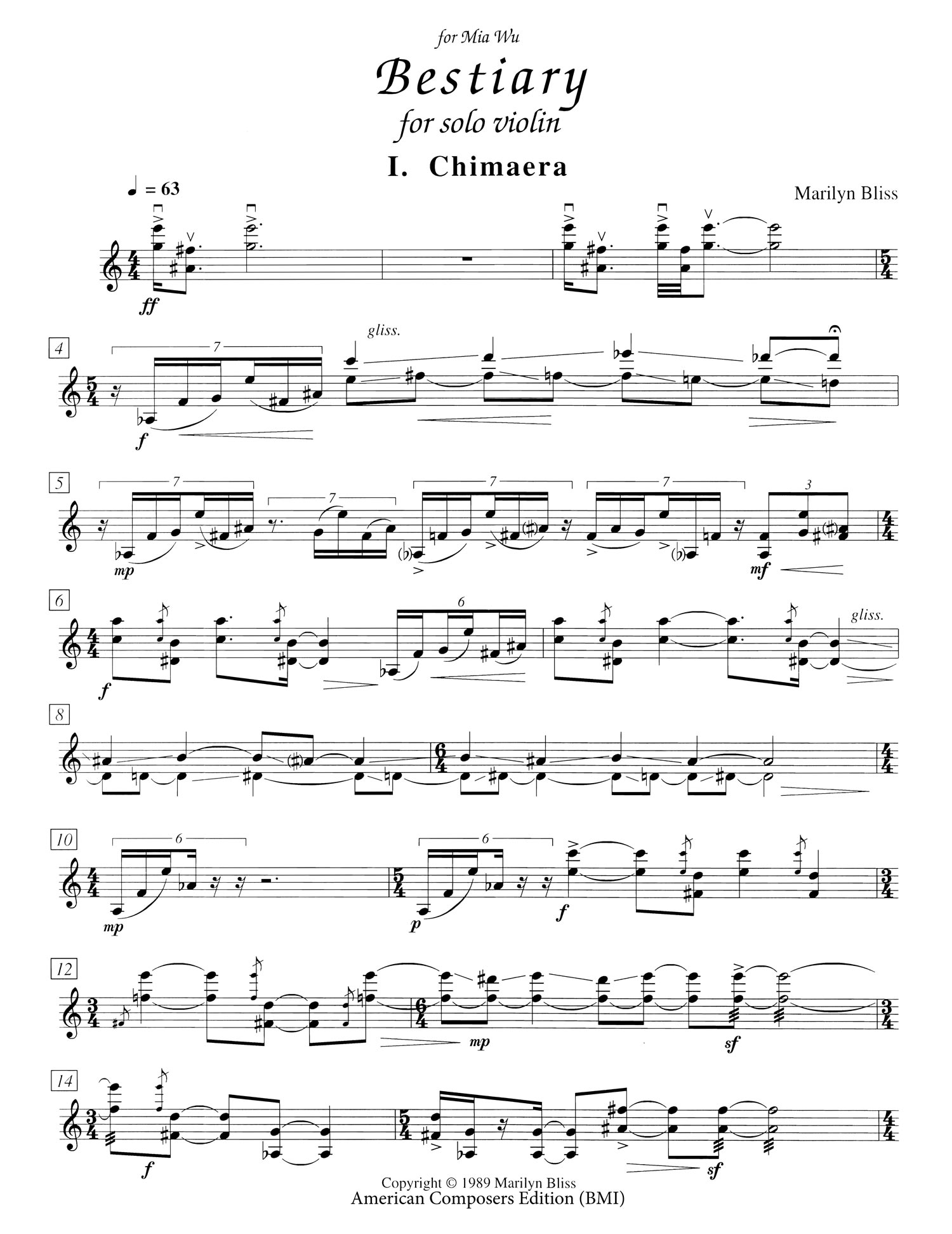 Bestiary - sheet music excerpt