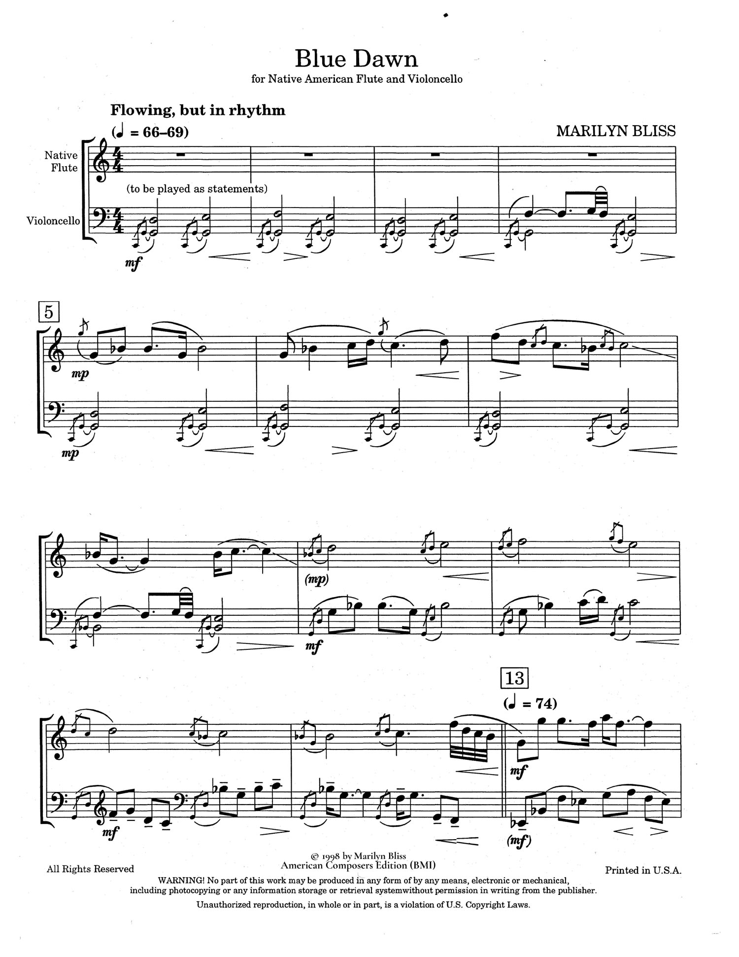 Blue Dawn - sheet music excerpt