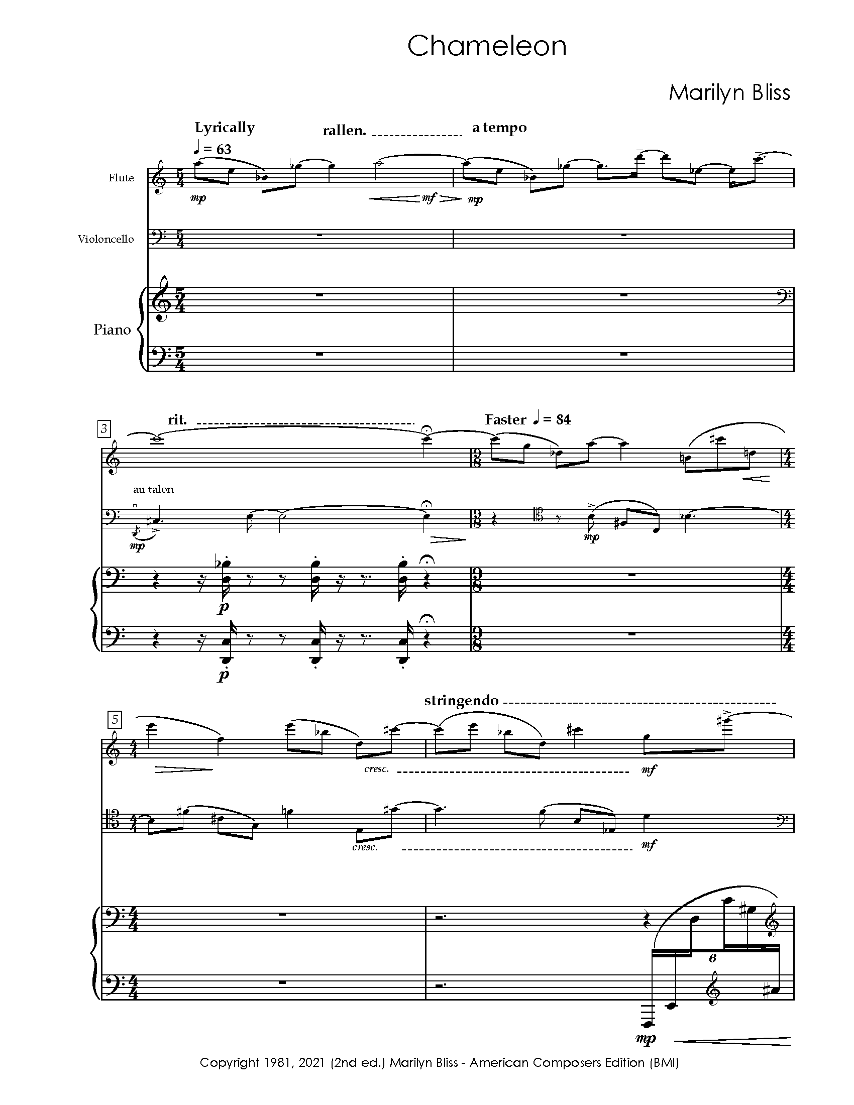 Chameleon - sheet music excerpt