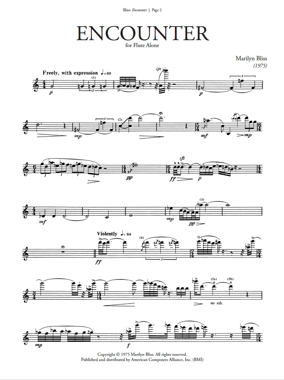 Marilyn Bliss - Encounter - Score Excerpt