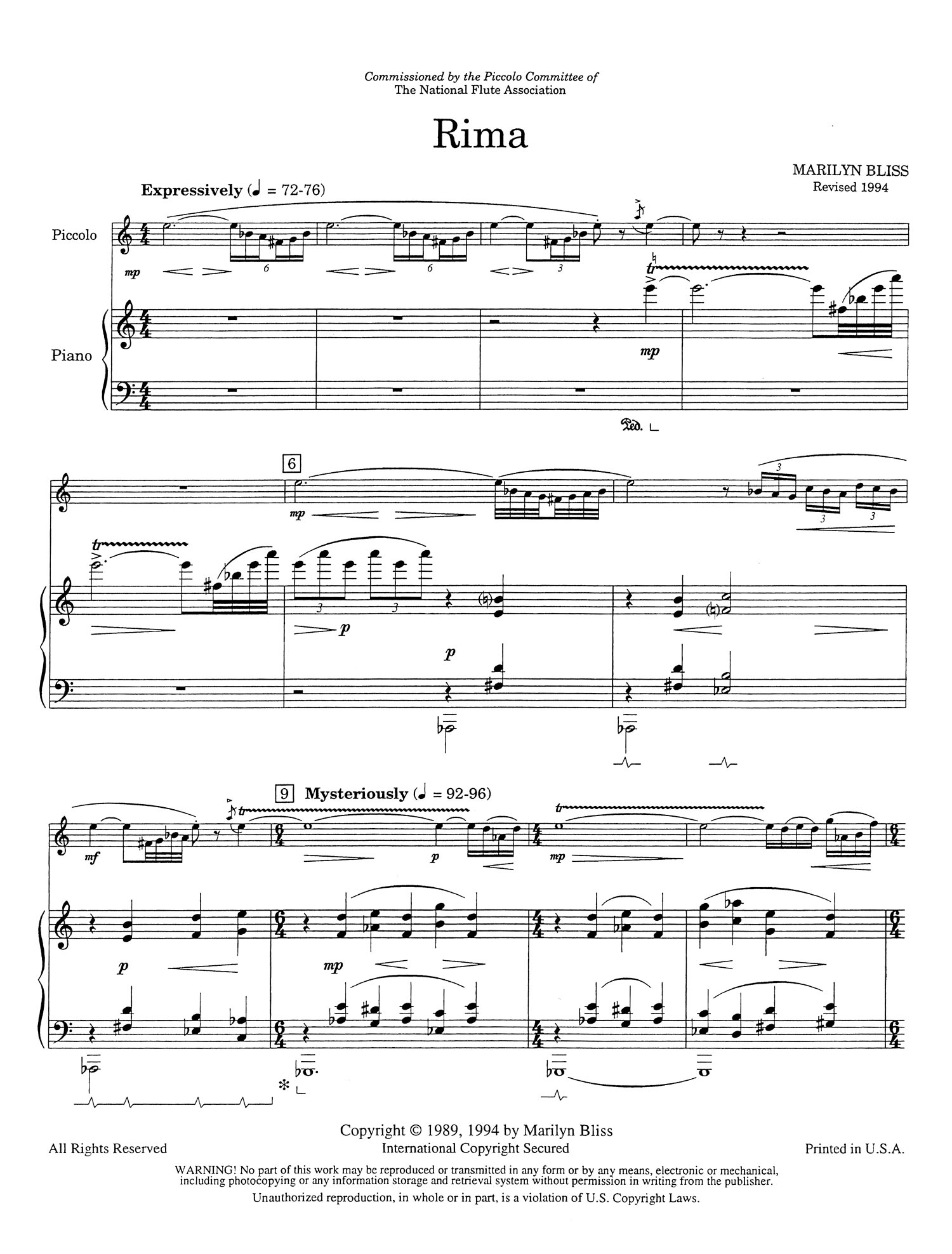 Marilyn Bliss - Rima - score excerpt