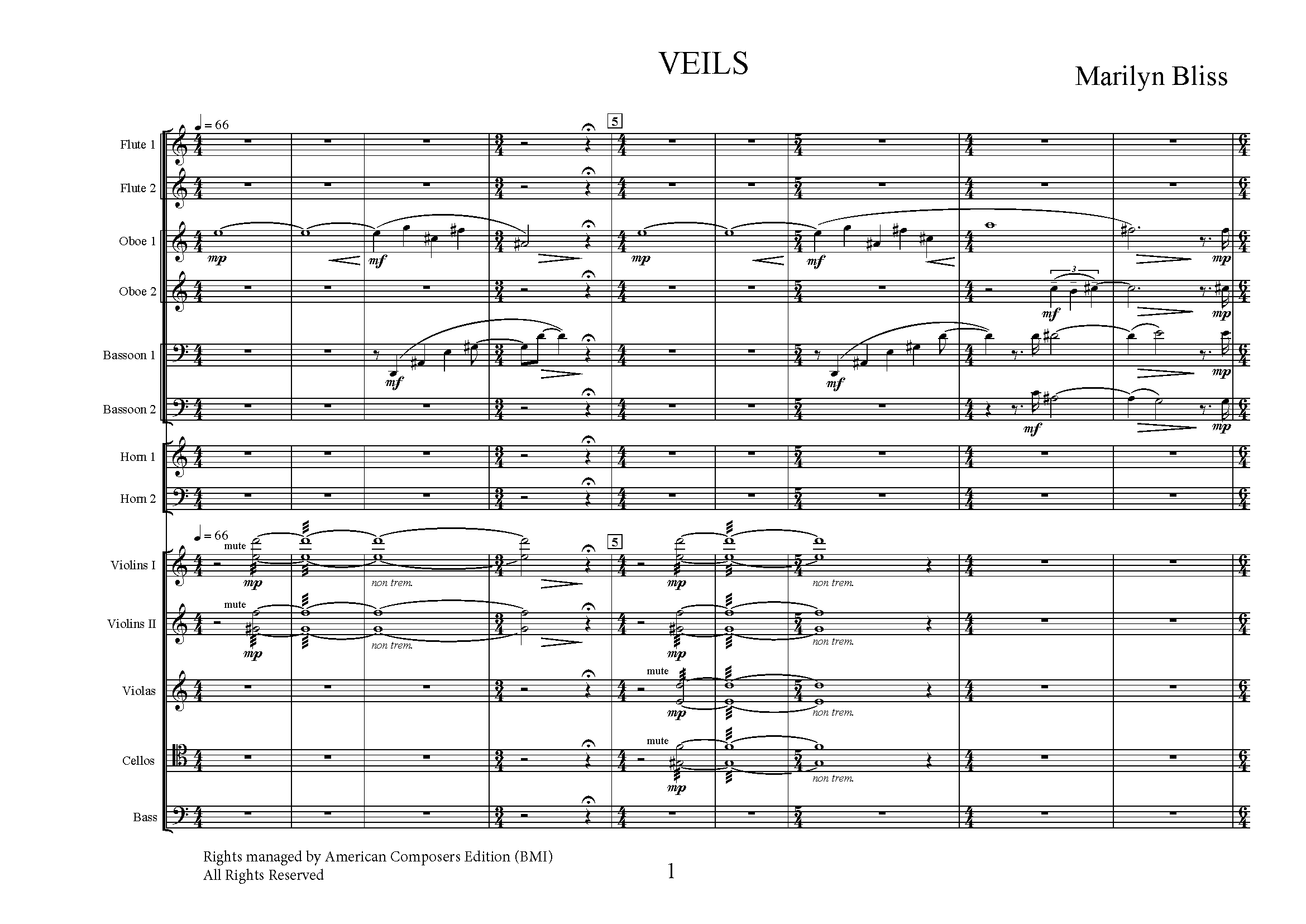 Veils - sheet music excerpt