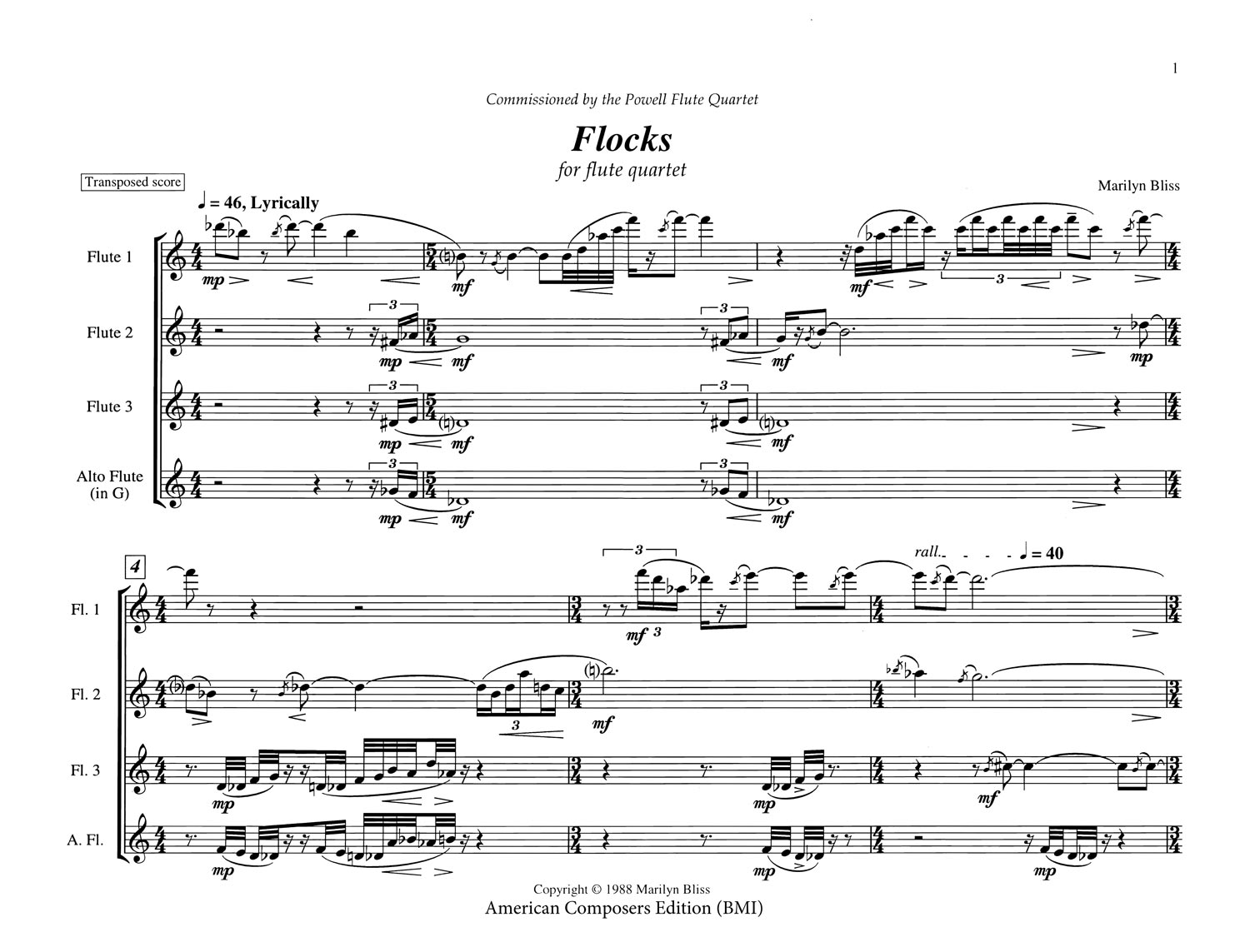 Flocks - sheet music excerpt